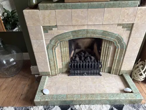 Click Here To Enlarge This Photo Of CALLEOS GLASS FRONTED FIRE WITH A CAST IRON STOVE FASCIA